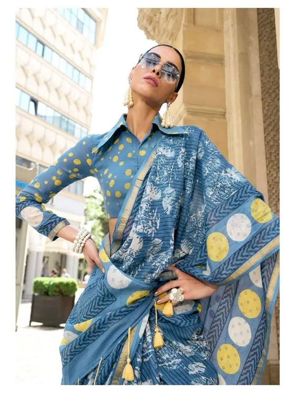 Suha_Womens_Fashion_Ethnic_Blue_Color_Saree