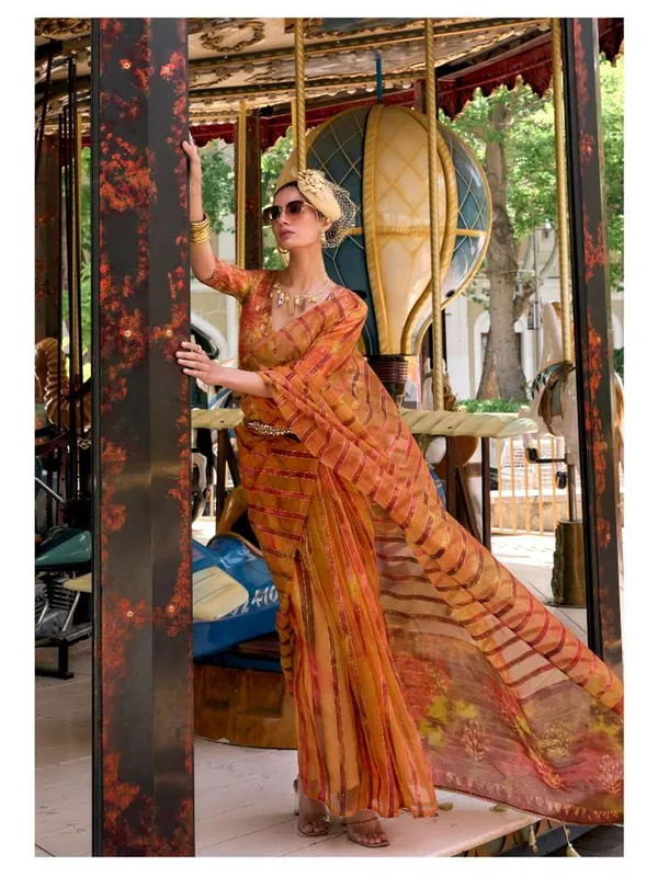 Suha_Womens_Fashion_Ethnic_Orange_Color_Saree
