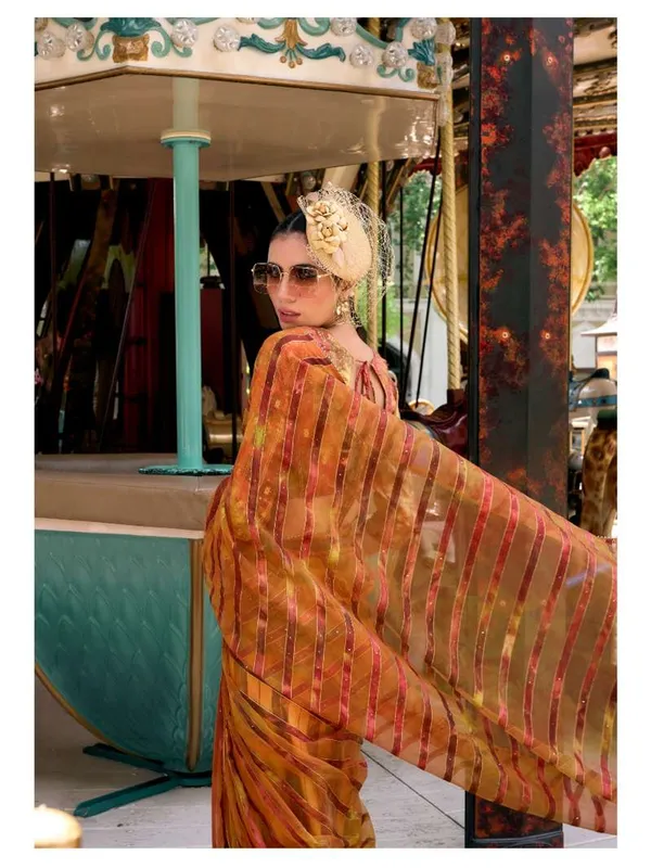Suha_Womens_Fashion_Ethnic_Orange_Color_Saree