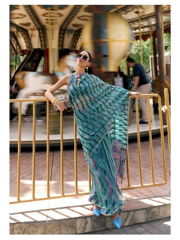 Suha_Womens_Fashion_Ethnic_Turquoise_Blue_Color_Saree