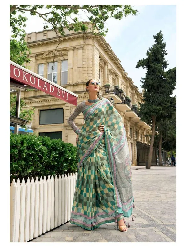 Suha_Womens_Fashion_Ethnic_Turquoise_Blue_Color_Saree