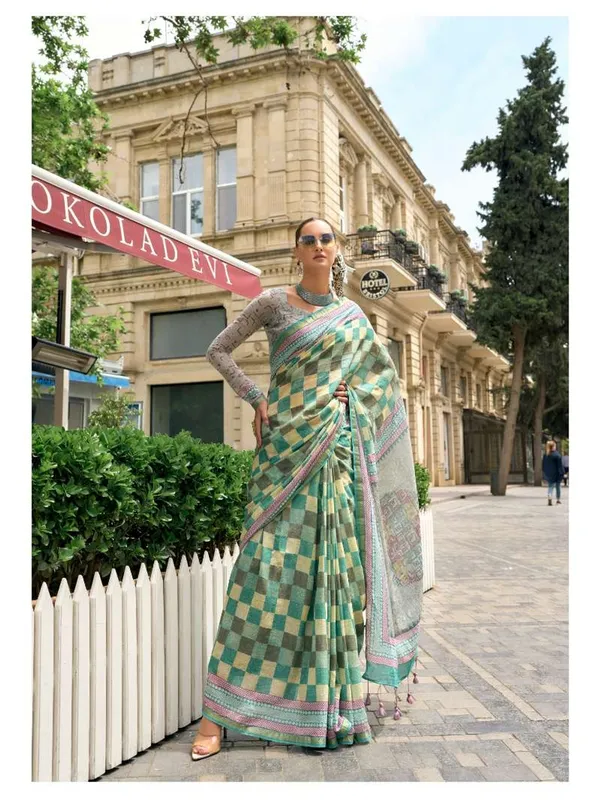 Suha_Womens_Fashion_Ethnic_Turquoise_Blue_Color_Saree