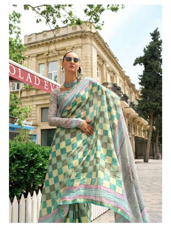 Suha_Womens_Fashion_Ethnic_Turquoise_Blue_Color_Saree