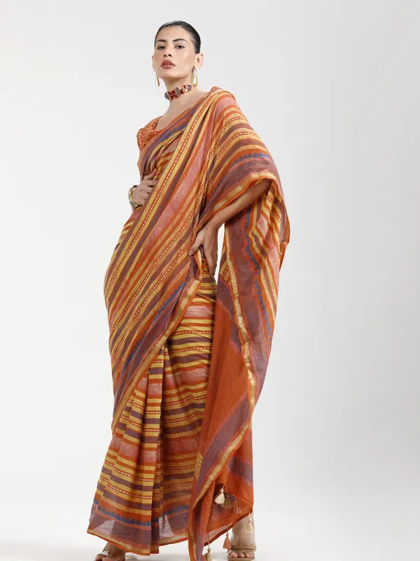 Suha_Womens_Fashion_Ethnic_Mustard_Color_Saree