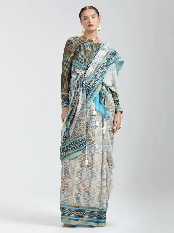 Suha_Womens_Fashion_Ethnic_Grey_Color_Saree