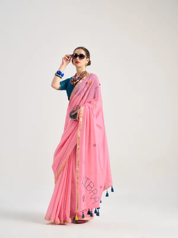 Suha_Womens_Fashion_Ethnic_Pink_Color_Saree