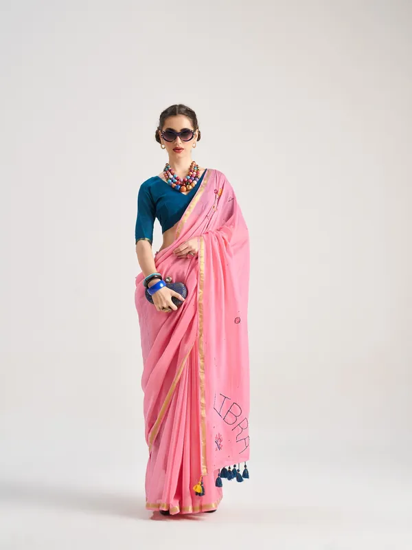Suha_Womens_Fashion_Ethnic_Pink_Color_Saree