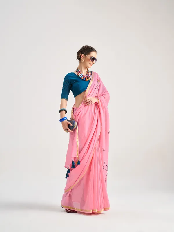 Suha_Womens_Fashion_Ethnic_Pink_Color_Saree
