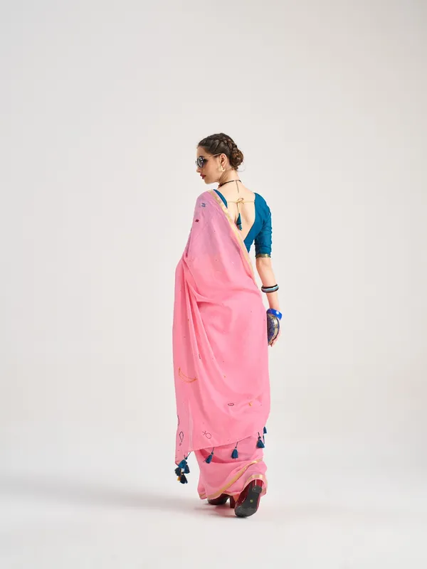Suha_Womens_Fashion_Ethnic_Pink_Color_Saree