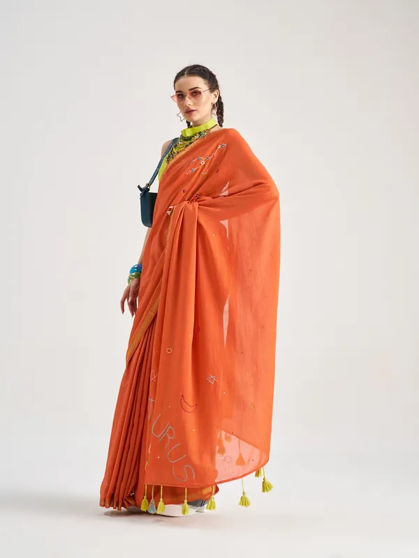 Suha_Womens_Fashion_Ethnic_Rust_Color_Saree