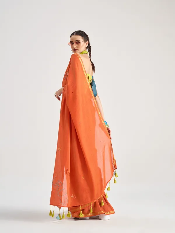 Suha_Womens_Fashion_Ethnic_Rust_Color_Saree