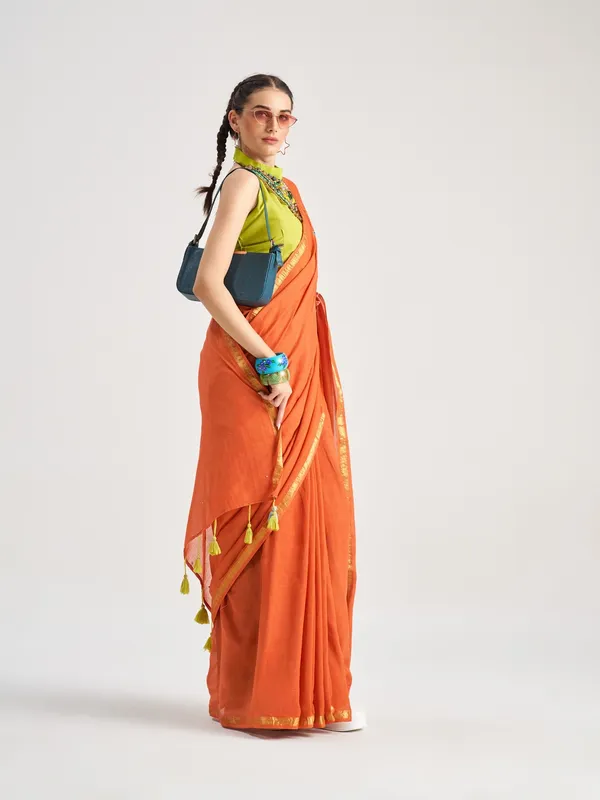 Suha_Womens_Fashion_Ethnic_Rust_Color_Saree
