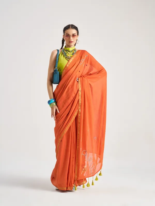 Suha_Womens_Fashion_Ethnic_Rust_Color_Saree