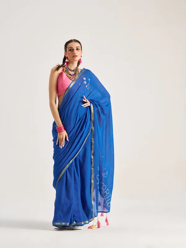 Suha_Womens_Fashion_Ethnic_Blue_Color_Saree