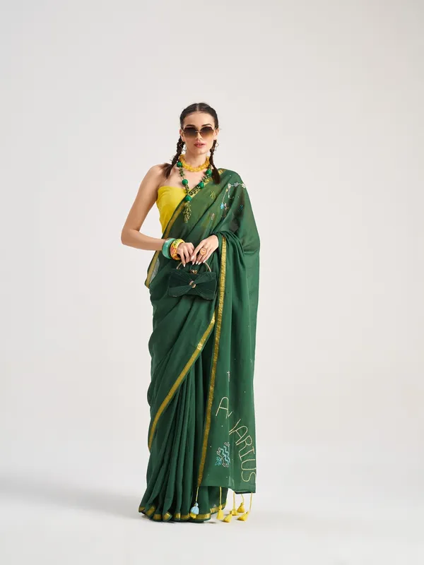 Suha_Womens_Fashion_Ethnic_Green_Color_Saree
