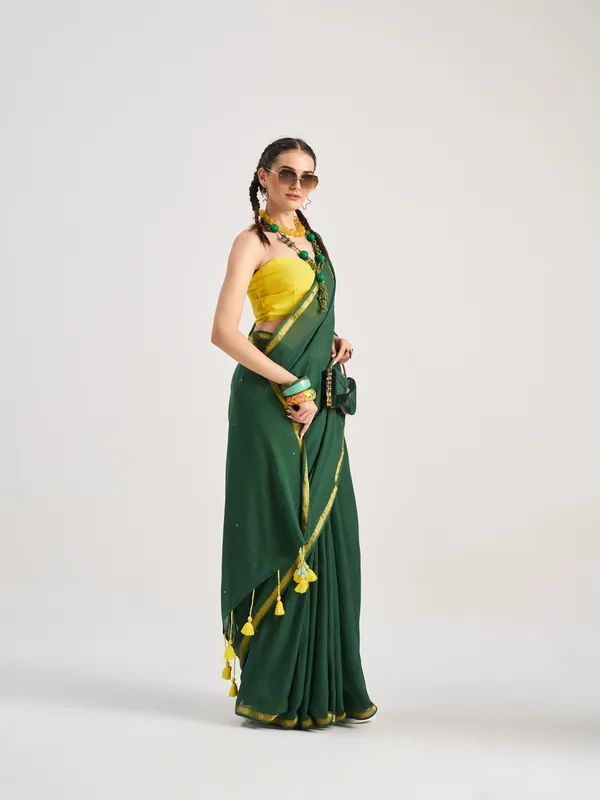 Suha_Womens_Fashion_Ethnic_Green_Color_Saree