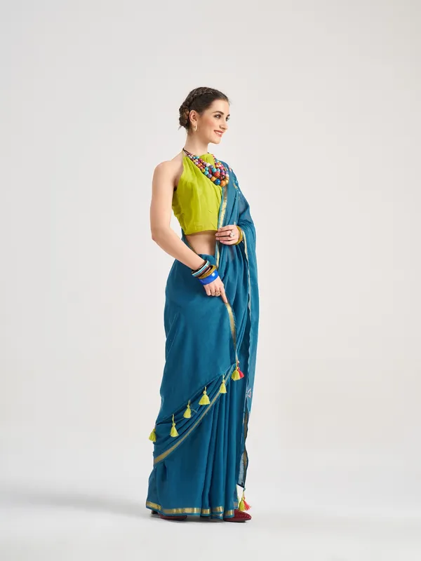Suha_Womens_Fashion_Ethnic_Blue_Color_Saree