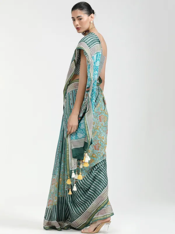 Suha_Womens_Fashion_Ethnic_Turquoise_Blue_Color_Saree
