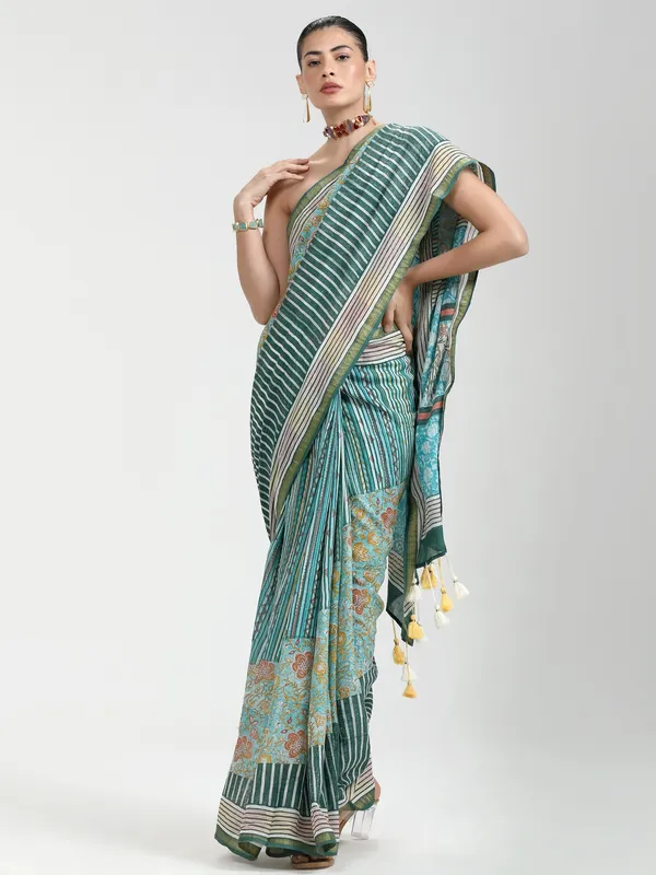 Suha_Womens_Fashion_Ethnic_Turquoise_Blue_Color_Saree