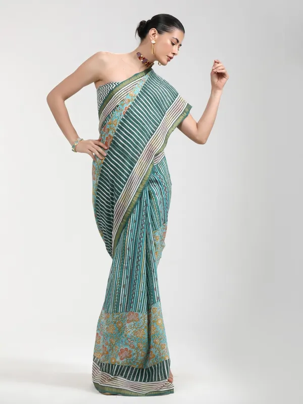 Suha_Womens_Fashion_Ethnic_Turquoise_Blue_Color_Saree