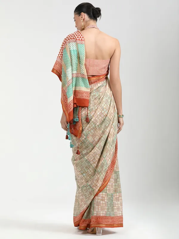 Suha_Womens_Fashion_Ethnic_Orange_Color_Saree