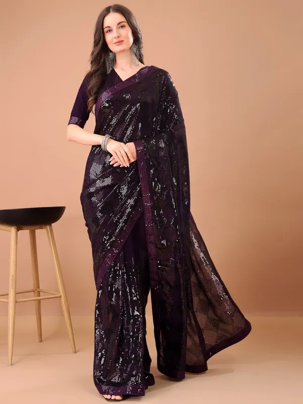 Suha_Womens_Fashion_Ethnic_Party_Wear_Purple_Color_Saree