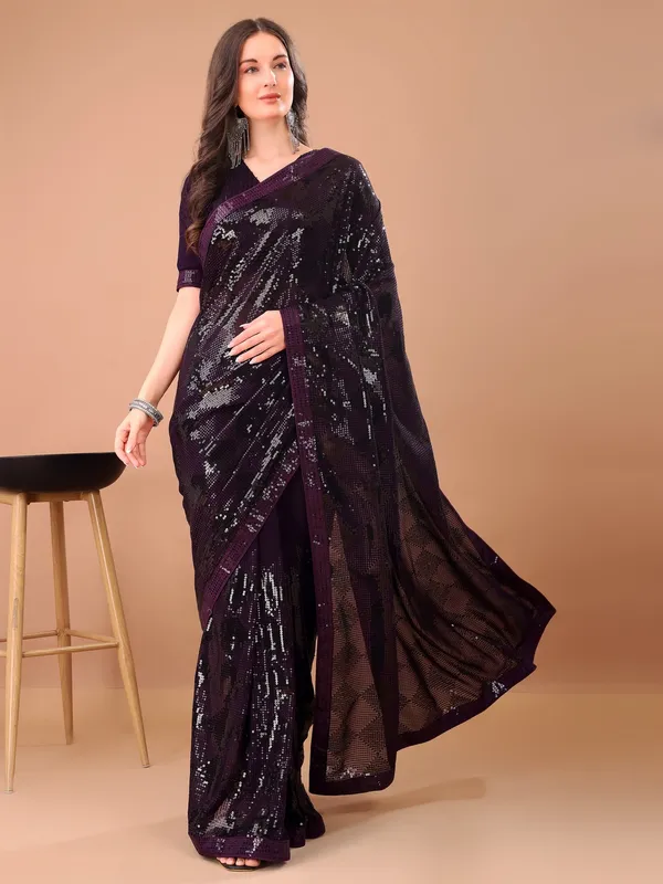 Suha_Womens_Fashion_Ethnic_Party_Wear_Purple_Color_Saree