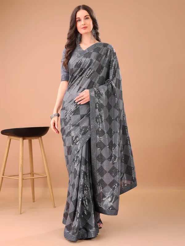 Suha_Womens_Fashion_Ethnic_Party_Wear_Grey_Color_Saree