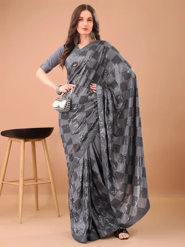 Suha_Womens_Fashion_Ethnic_Party_Wear_Grey_Color_Saree