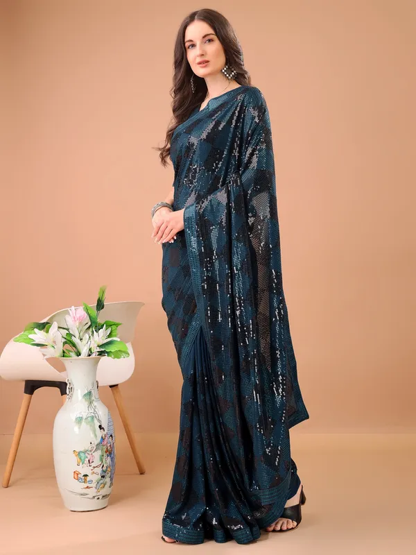 Suha_Womens_Fashion_Ethnic_Party_Wear_Green_Color_Saree