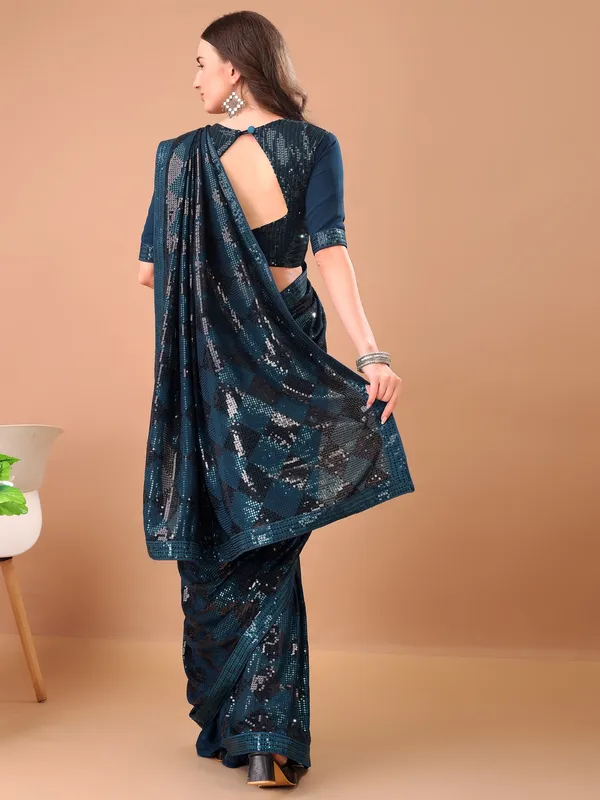Suha_Womens_Fashion_Ethnic_Party_Wear_Green_Color_Saree