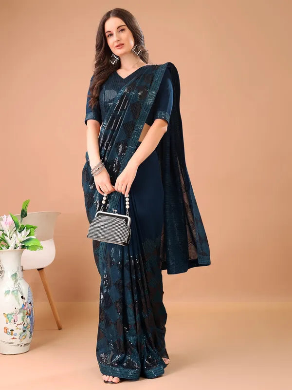 Suha_Womens_Fashion_Ethnic_Party_Wear_Green_Color_Saree