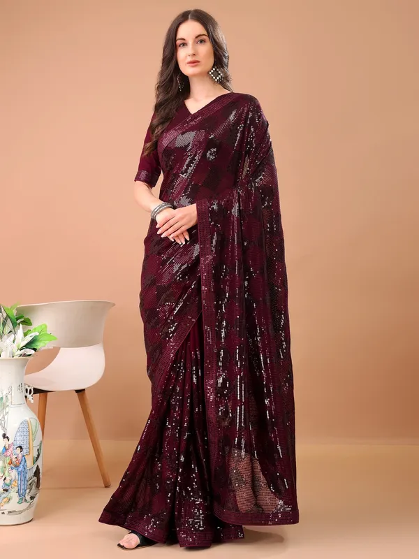 Suha_Womens_Fashion_Ethnic_Party_Wear_Maroon_Color_Saree
