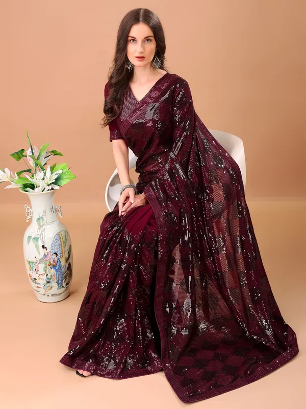 Suha_Womens_Fashion_Ethnic_Party_Wear_Maroon_Color_Saree