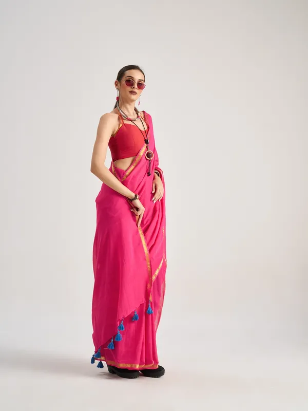 Suha_Womens_Fashion_Valentine_Party_Wear_Pink_Color_Sarees