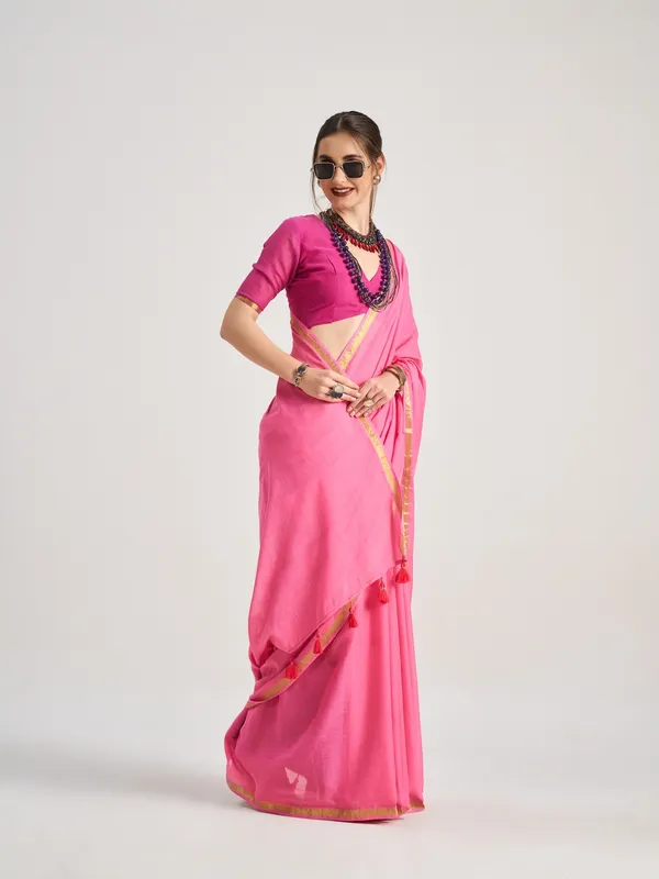 Suha_Womens_Fashion_Valentine_Party_Wear_Pink_Color_Sarees