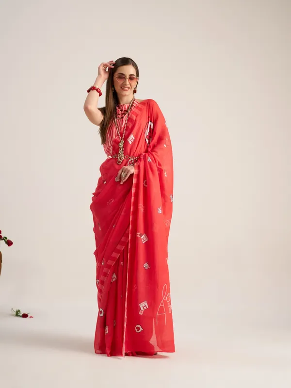 Suha_Womens_Fashion_Valentine_Party_Wear_Red_Color_Sarees