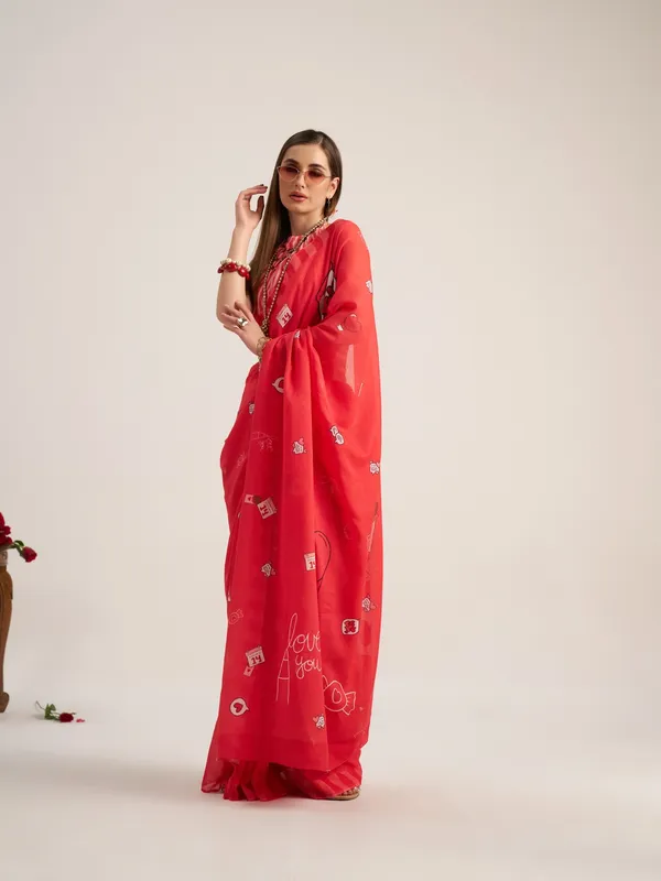 Suha_Womens_Fashion_Valentine_Party_Wear_Red_Color_Sarees