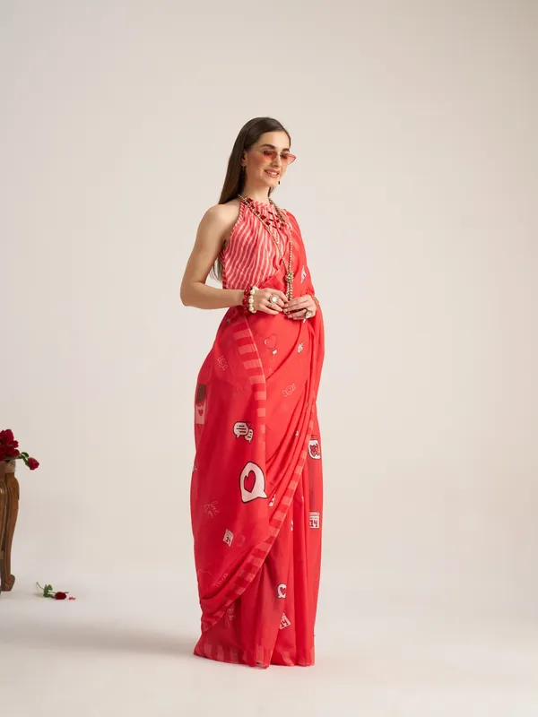 Suha_Womens_Fashion_Valentine_Party_Wear_Red_Color_Sarees