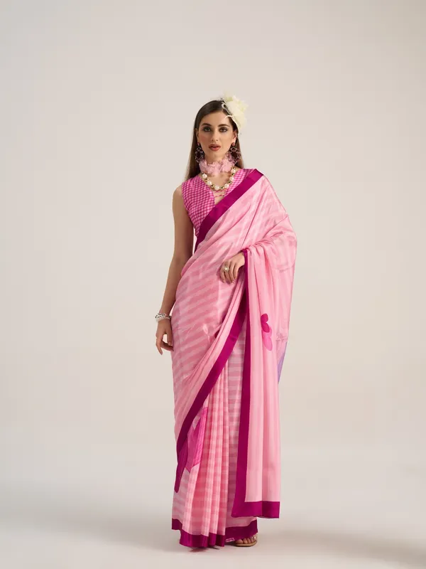 Suha_Womens_Fashion_Valentine_Party_Wear_Pink_Color_Sarees
