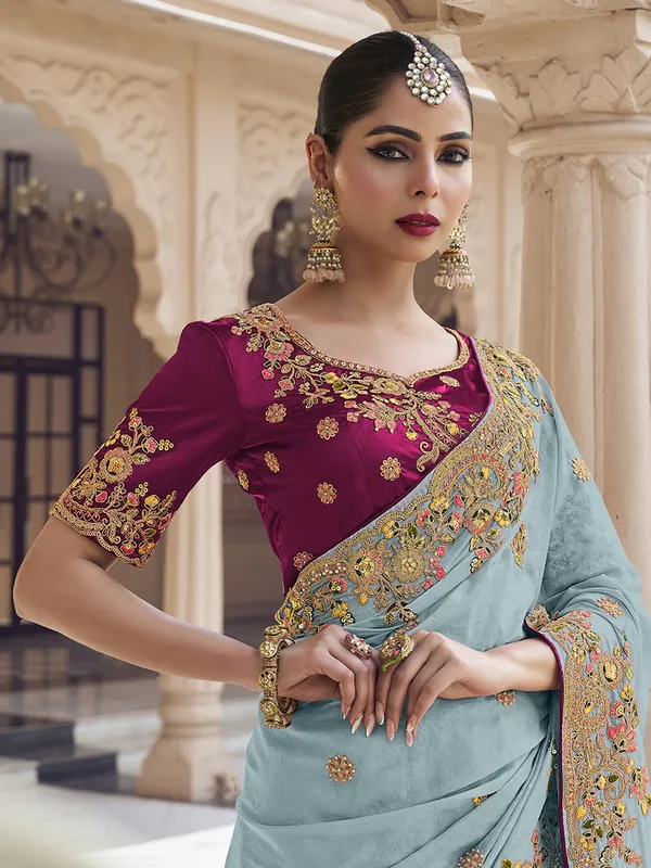 Suha_Womens_Fashion_Ethnic_Blue_Color_Saree