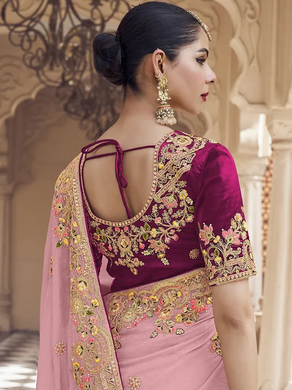 Suha_Womens_Fashion_Ethnic_Pink_Color_Saree