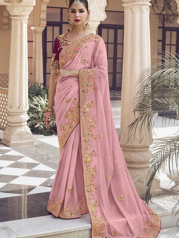 Suha_Womens_Fashion_Ethnic_Pink_Color_Saree
