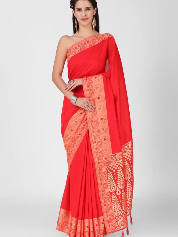 Suha_Womens_Grand_Fashion_Ethnic_Red_Color_Saree