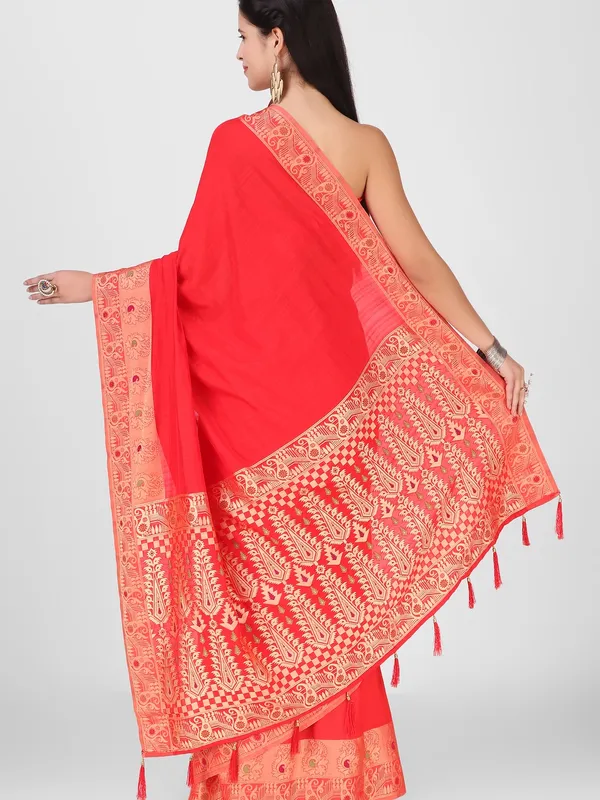 Suha_Womens_Grand_Fashion_Ethnic_Red_Color_Saree