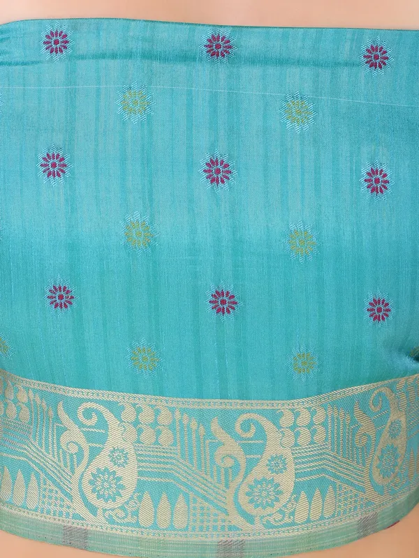 Suha_Womens_Grand_Fashion_Ethnic_Turquoise_Blue_Color_Saree