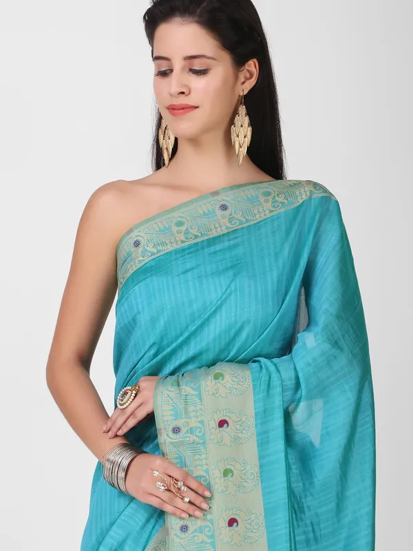 Suha_Womens_Grand_Fashion_Ethnic_Turquoise_Blue_Color_Saree