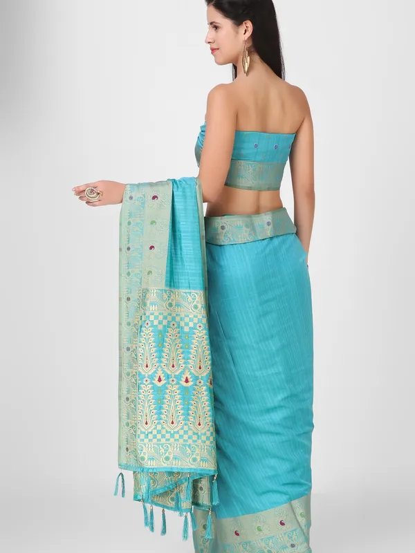 Suha_Womens_Grand_Fashion_Ethnic_Turquoise_Blue_Color_Saree