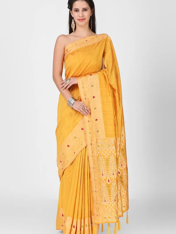 Suha_Womens_Grand_Fashion_Ethnic_Mustard_Color_Saree