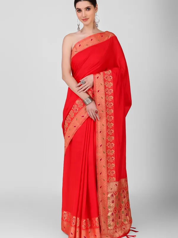 Suha_Womens_Grand_Fashion_Ethnic_Red_Color_Saree